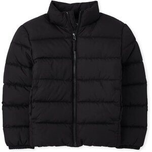 The Children's Place Boys' Black Puffer Jacket Coat Wind Water Resistant XXL 16